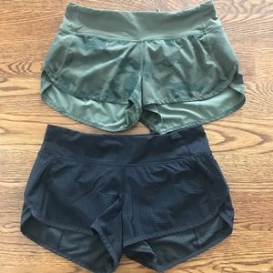 LuluLemon lined running shorts.